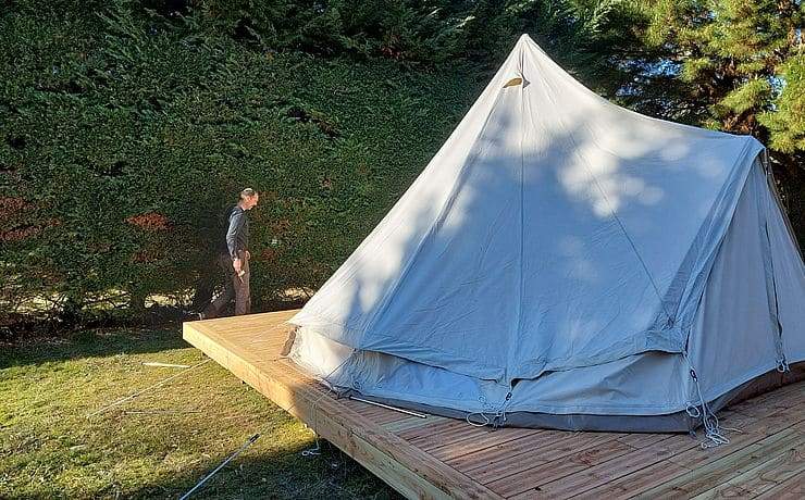 Tent under construction